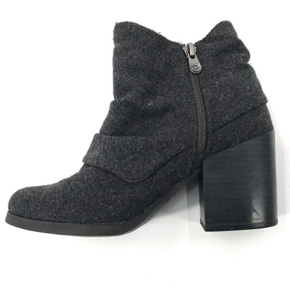 Blowfish Ankle Boot Gray High Block Heel Slouchy 7